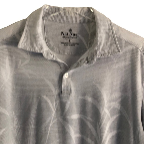Nat Nast Short Sleeve Polo Shirt Gray White Large - Picture 3 of 6